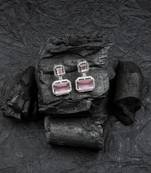 Silver minimalist pastel pink ad stud earrings