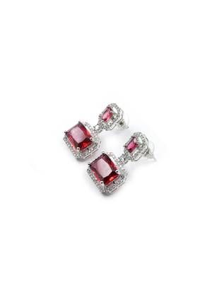 Silver minimalist red ad stud earrings 5