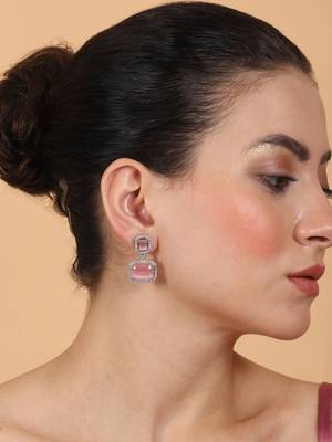 Silver minimalist pastel pink ad stud earrings 2