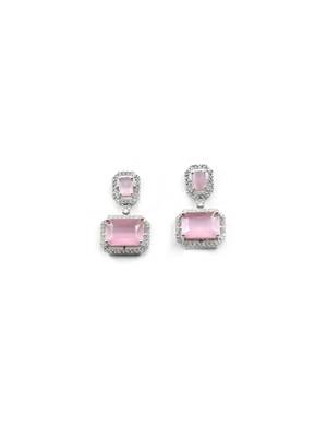 Silver minimalist pastel pink ad stud earrings 4