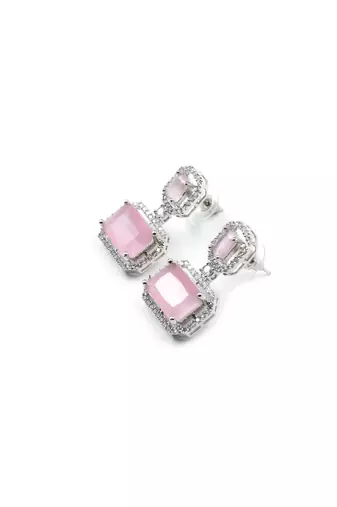 Silver minimalist pastel pink ad stud earrings