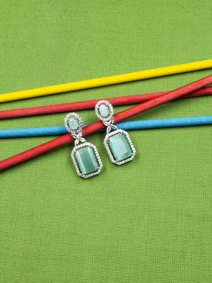 Sparkling diamond turquoise stud earrings 1