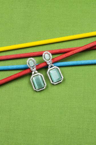 Sparkling diamond turquoise stud earrings