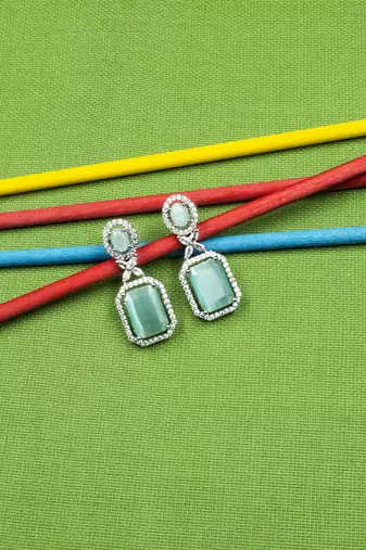 Sparkling diamond turquoise stud earrings