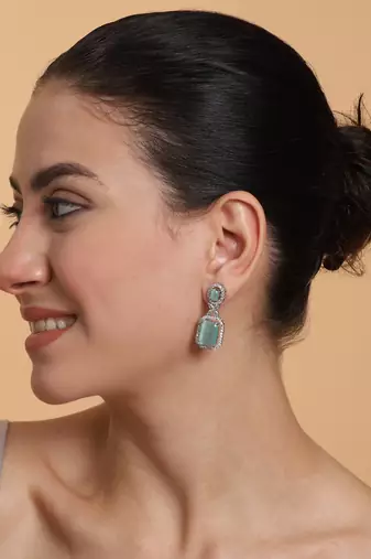 Sparkling diamond turquoise stud earrings