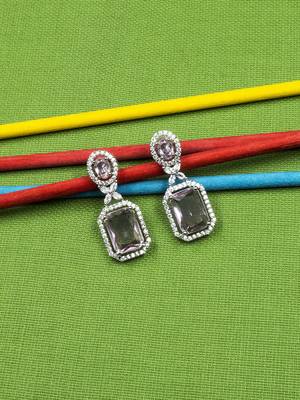 Sparkling diamond crystal pink stud earrings 1