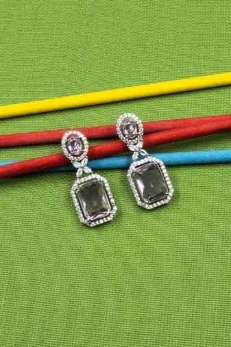 Sparkling diamond crystal pink stud earrings