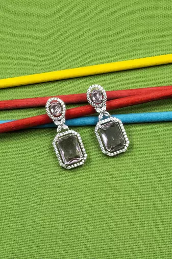 Sparkling diamond crystal pink stud earrings