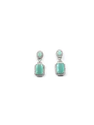 Sparkling diamond turquoise stud earrings 4