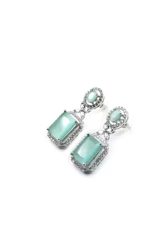 Sparkling diamond turquoise stud earrings