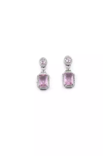 Sparkling diamond crystal pink stud earrings