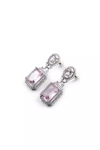 Sparkling diamond crystal pink stud earrings