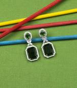 Sparkling diamond green stud earrings