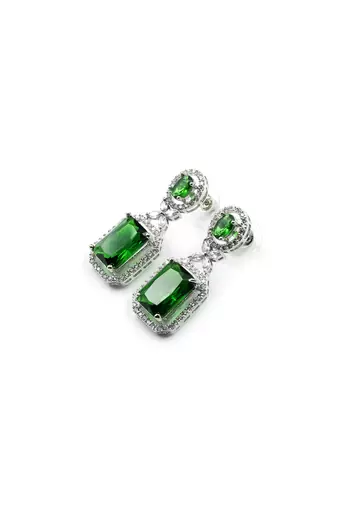 Sparkling diamond green stud earrings