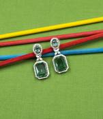 Sparkling diamond crystal green stud earrings