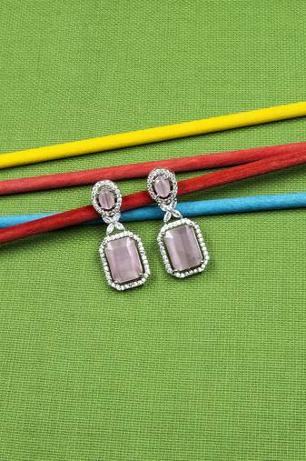 Sparkling diamond pastel pink stud earrings