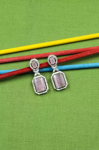 Sparkling diamond pastel pink stud earrings