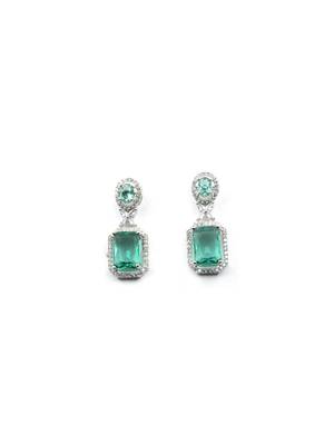 Sparkling diamond crystal green stud earrings 4