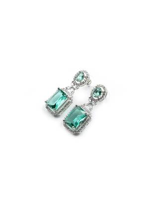 Sparkling diamond crystal green stud earrings 5