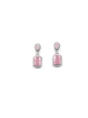 Sparkling diamond pastel pink stud earrings 4