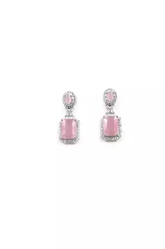 Sparkling diamond pastel pink stud earrings