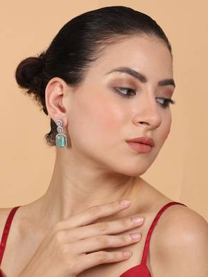 Silver minimalist turquoise ad stud earrings 2