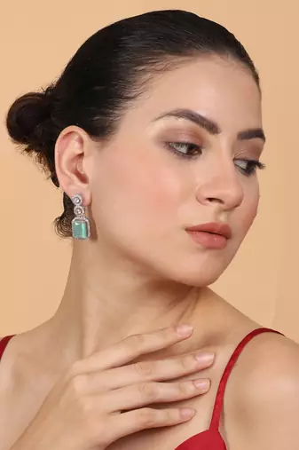 Silver minimalist turquoise ad stud earrings