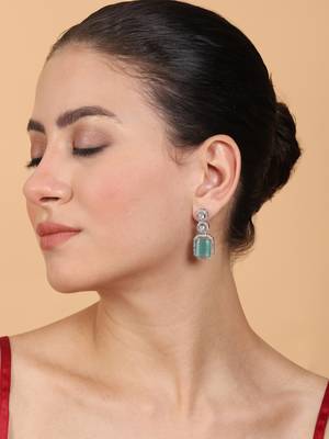 Silver minimalist turquoise ad stud earrings 3