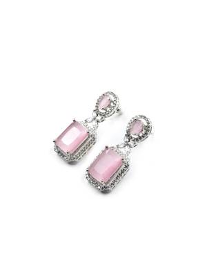Sparkling diamond pastel pink stud earrings 5