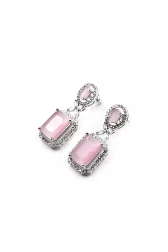 Sparkling diamond pastel pink stud earrings