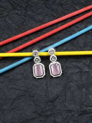 Silver minimalist pastel pink ad stud earrings 1