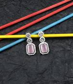 Silver minimalist pastel pink ad stud earrings