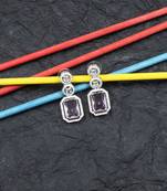 Silver minimalist crystal pink ad stud earrings