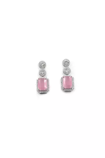 Silver minimalist pastel pink ad stud earrings