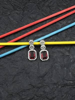 Silver minimalist red ad stud earrings 1