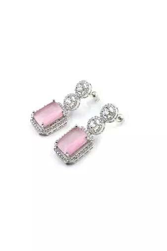 Silver minimalist pastel pink ad stud earrings