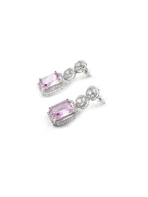 Silver minimalist crystal pink ad stud earrings 5
