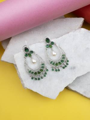 Silver plated green  cz ad chandbalis 1