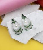 Silver plated green  cz ad chandbalis