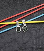 Silver minimalist green ad stud earrings