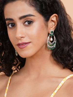 Silver plated green  cz ad chandbalis 2