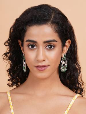 Silver plated green  cz ad chandbalis 3