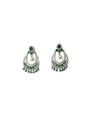 Silver plated green  cz ad chandbalis 4