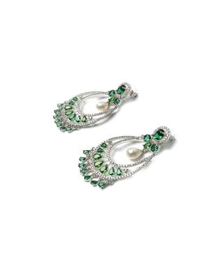 Silver plated green  cz ad chandbalis 5