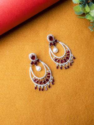 Silver plated red cz ad chandbalis 1
