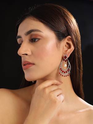 Silver plated red cz ad chandbalis 2
