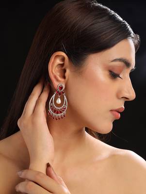 Silver plated red cz ad chandbalis 3