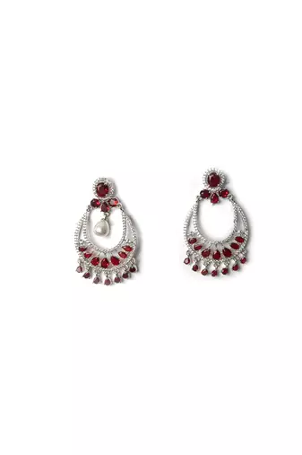 Silver plated red cz ad chandbalis