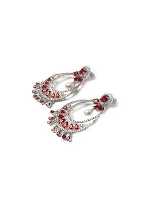 Silver plated red cz ad chandbalis 5