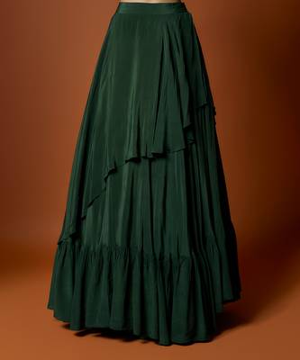 Green Organza Asymmetrical Lehenga Set 3